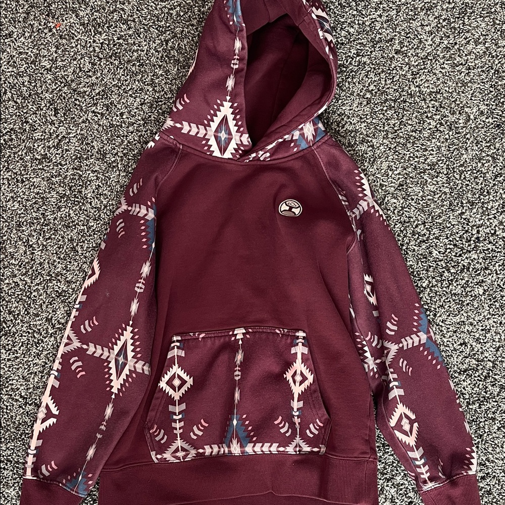 Hooey Maroon Patterned Kids Hoodie